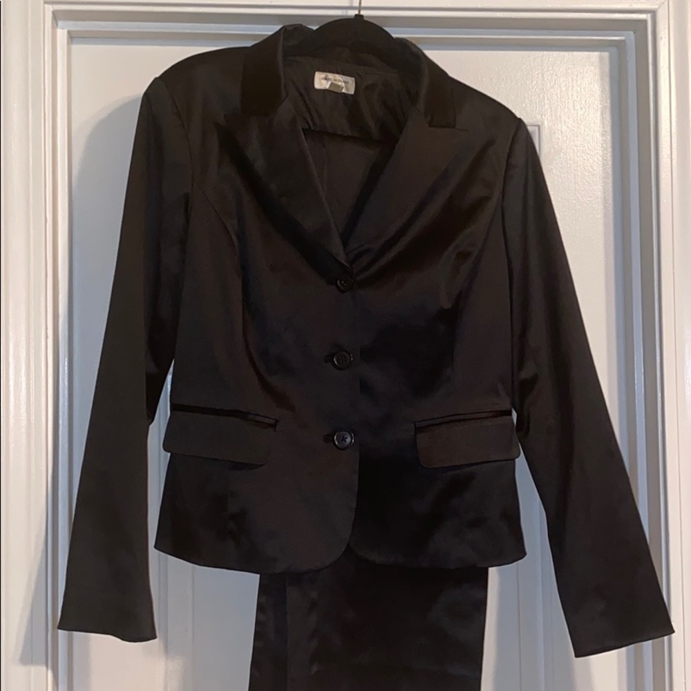 Black satin suit set